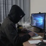 Hacker on a microsoft windows computer