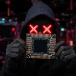 Computer hacker holding a silicon computer chip