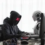 hacker and an AI robot