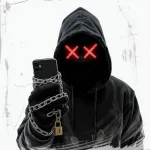hacker holding a locked cellphone