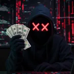 hacker holding money