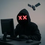 hacker with satellite overhead