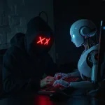hacker and an AI robot