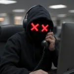 Computer hacker talking on the phone