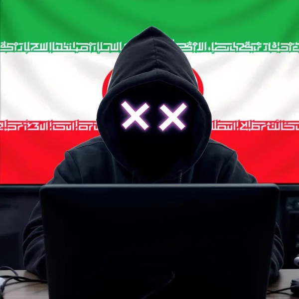 hacker in front of a iranian flag