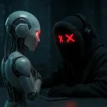 hacker and an AI robot