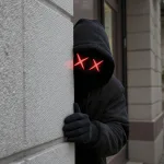 hacking hiding peaking from behind a wall