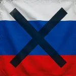Russian flag with x marked through it