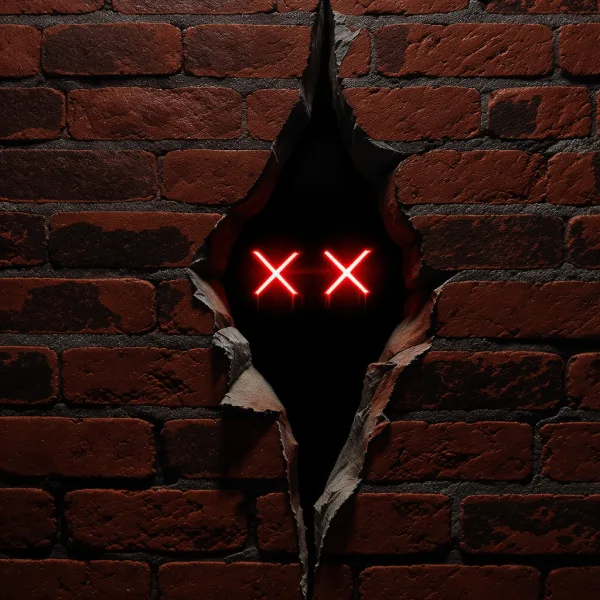 hacker busting through a wall